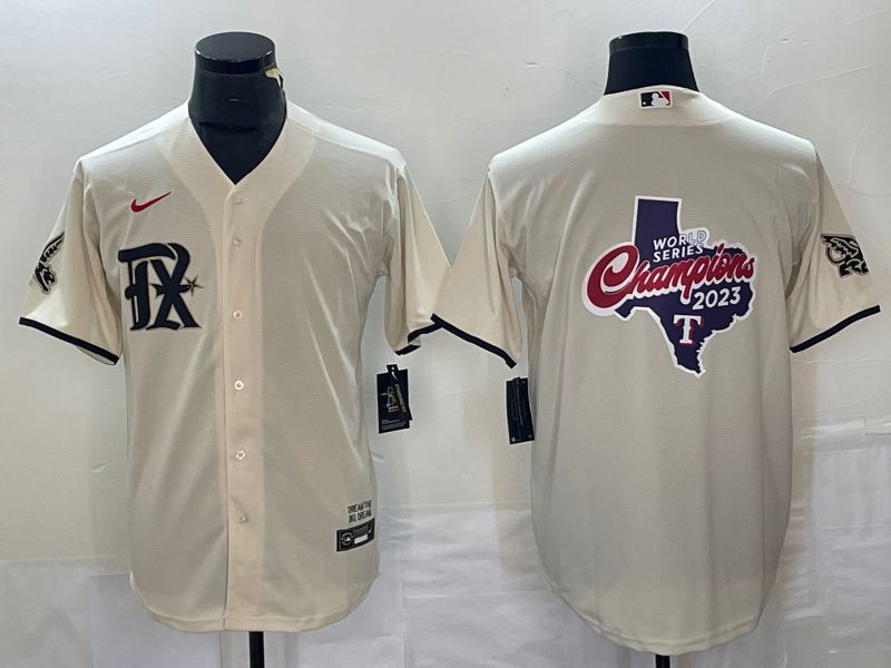 Men Texas Rangers Blank Cream Game Nike 2023 MLB Jersey style 1